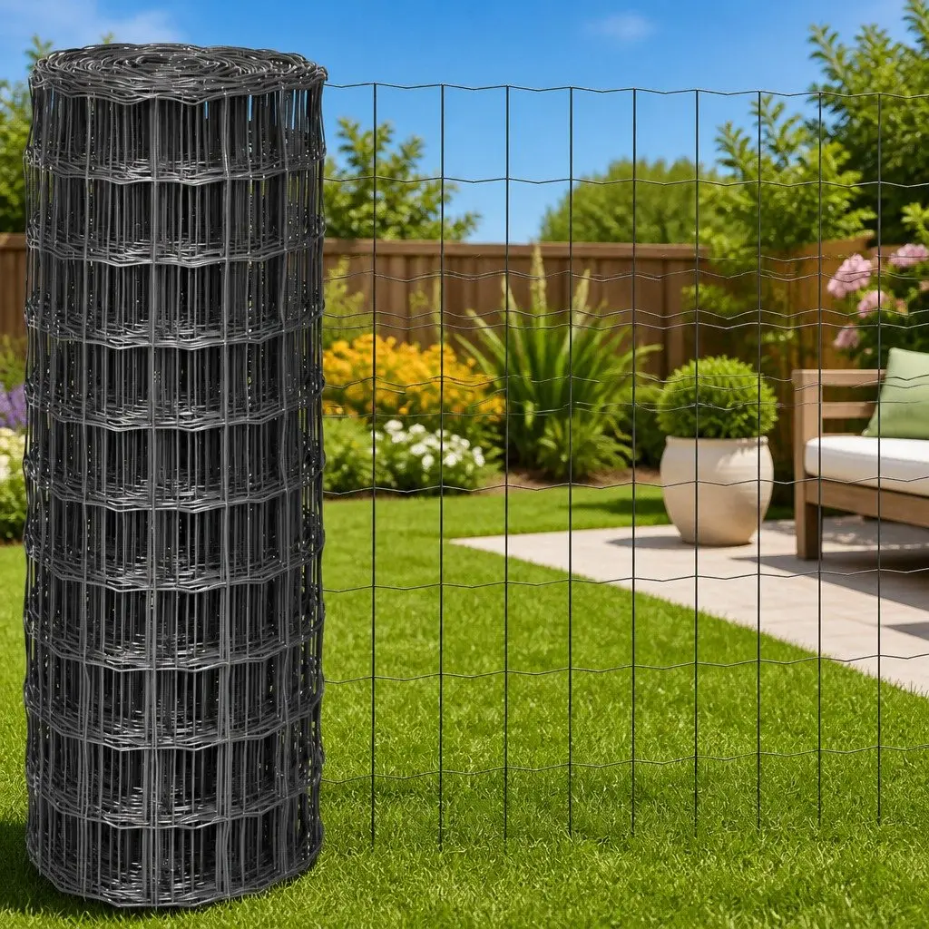 Steel Wire Garden Fencing Panel 25x1m in Grey