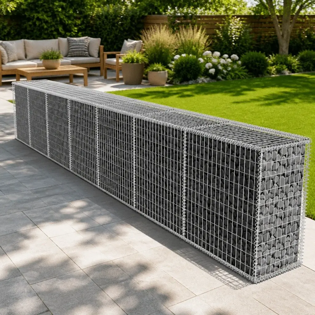 Gabion Wall Panel with Covers for Retaining Fencing