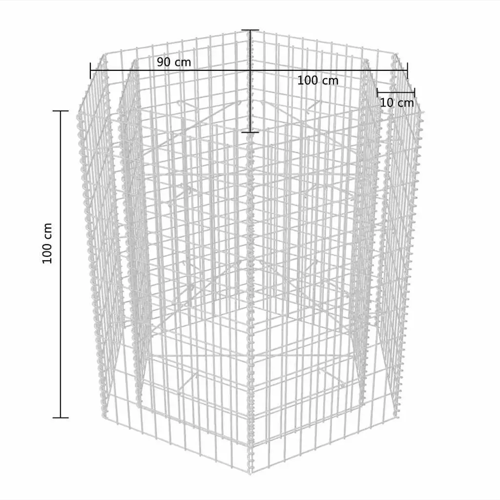 Hexagonal Gabion Raised Bed Planter 100x90x100 cm