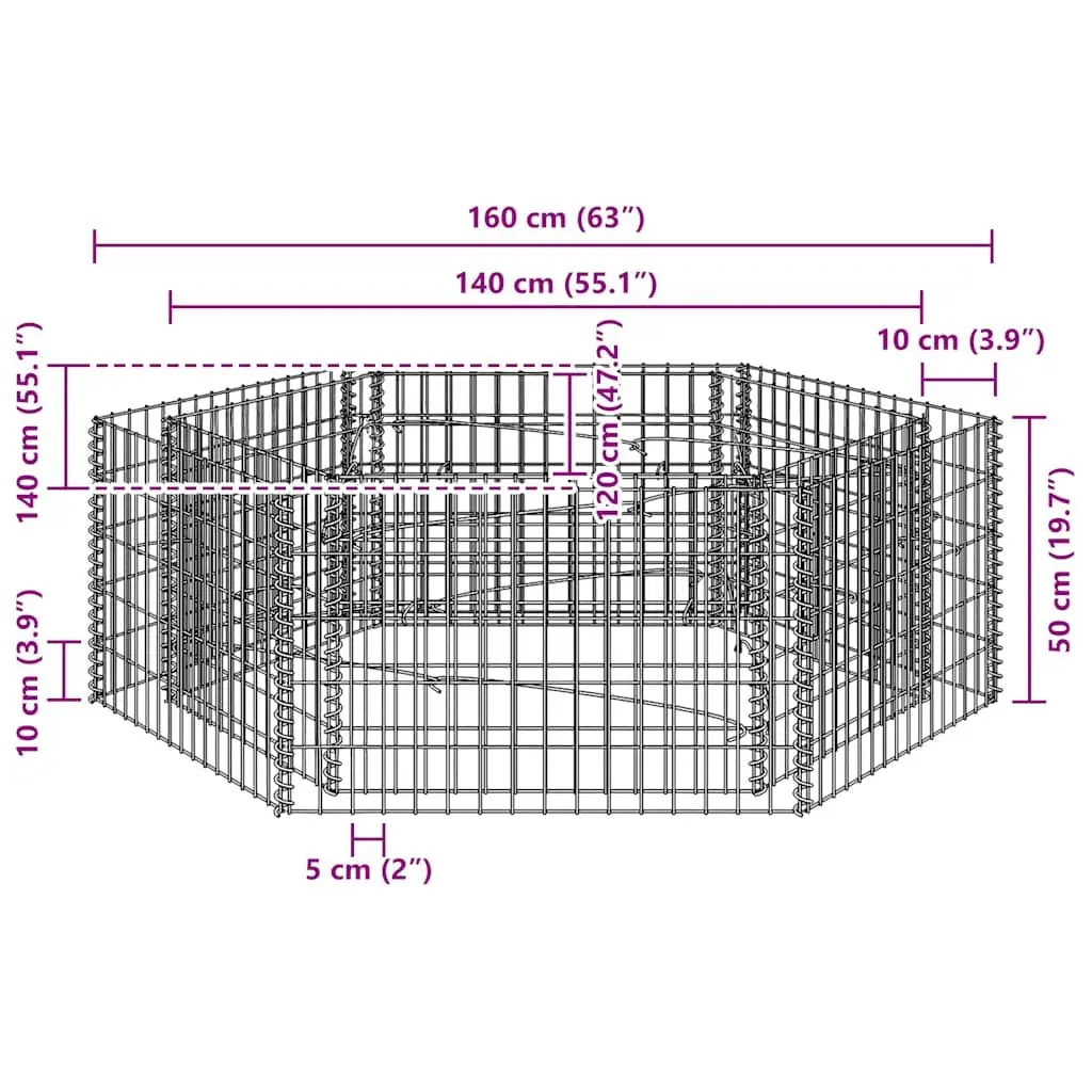 Hexagonal Gabion Raised Bed Garden Planter Border Box Outdoor Patio Flower Bed