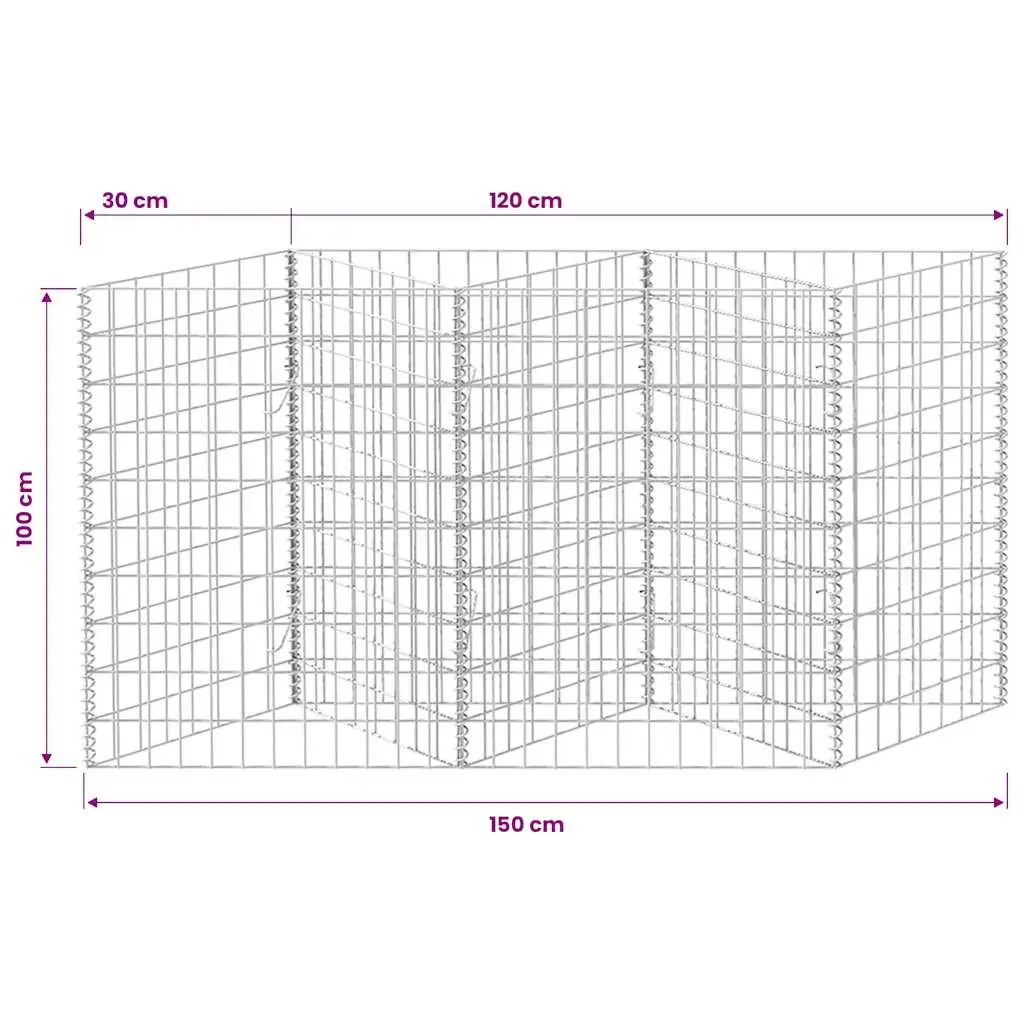 Galvanised Steel Gabion Basket 120x30x100cm