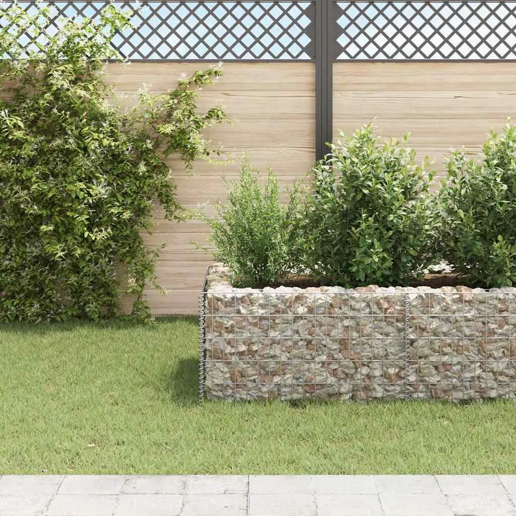 Gabion Raised Bed Garden Planter Galvanised Steel 360x90x50cm Silver