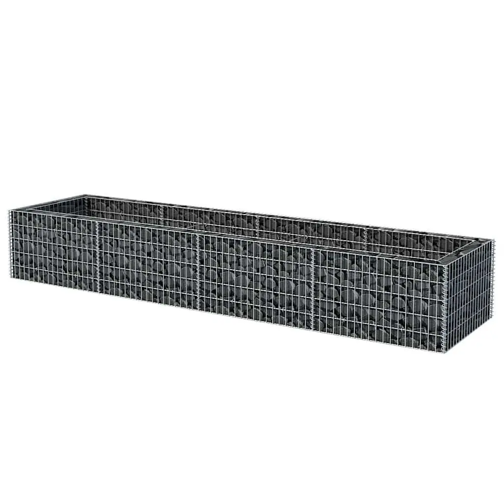 Gabion Raised Bed Garden Planter Galvanised Steel 360x90x50cm Silver