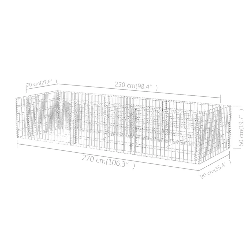Gabion Raised Garden Bed Steel Planter Border Flower Plant Container 270x90x50cm