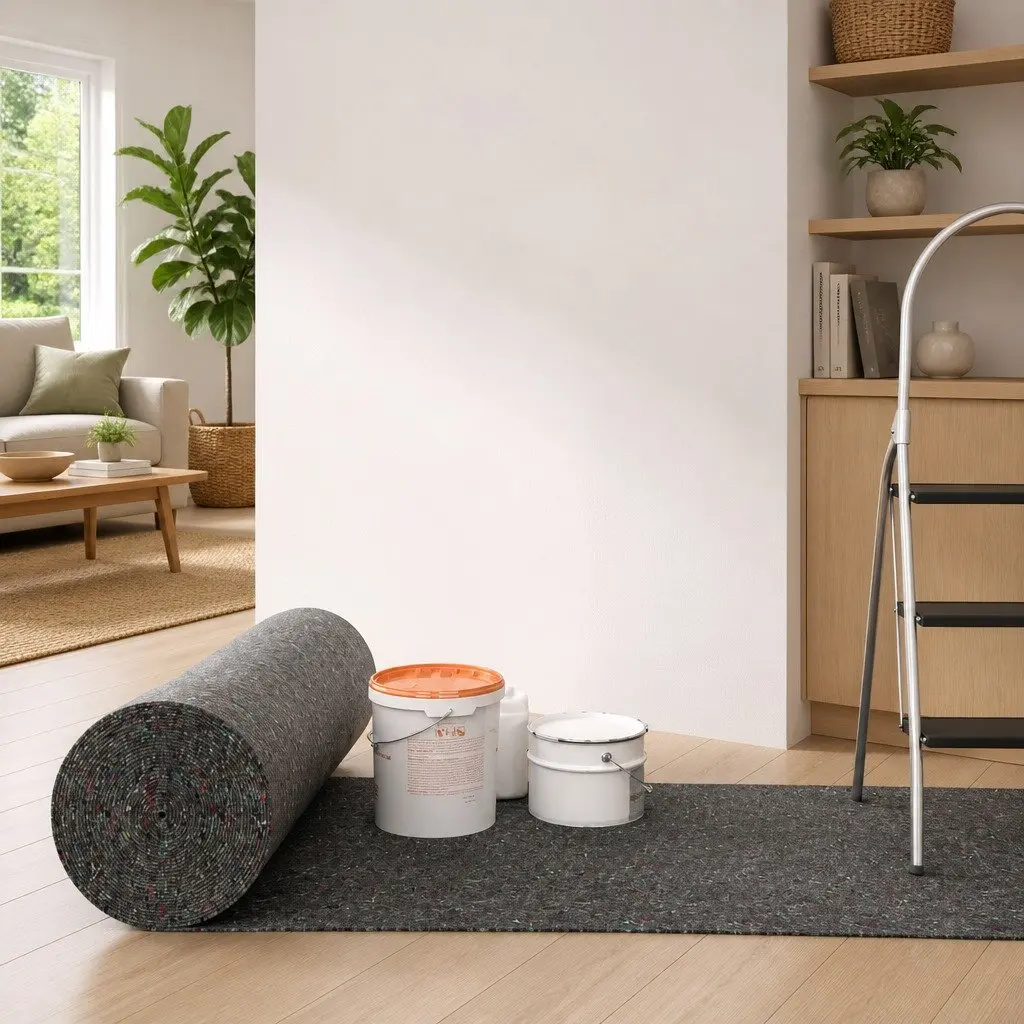 Painter Fleece Dust Sheet Non-slip Absorbent 50m x 1m Grey