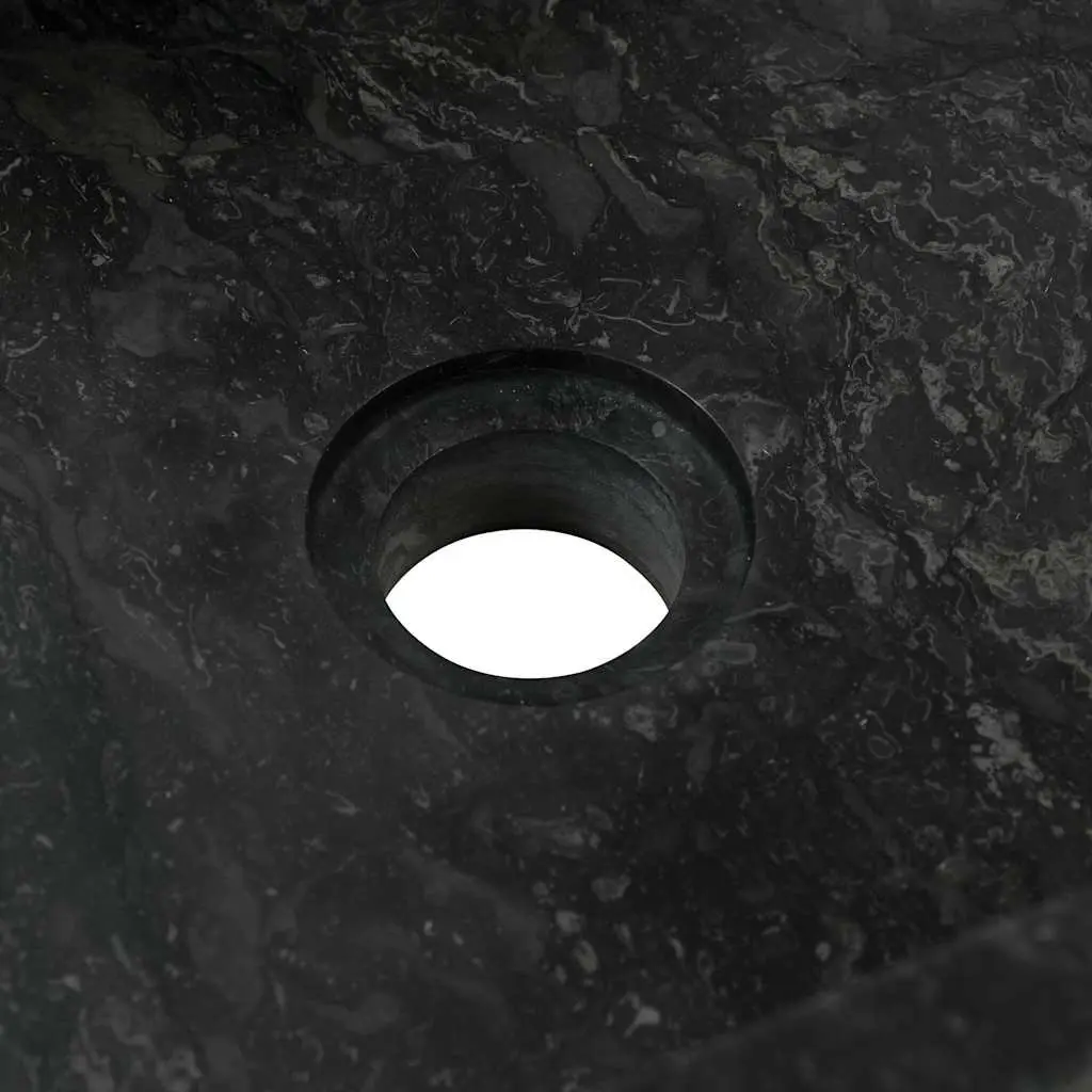Bathroom Sink Natural River Stone 45x30x12 cm Handmade Black High Gloss