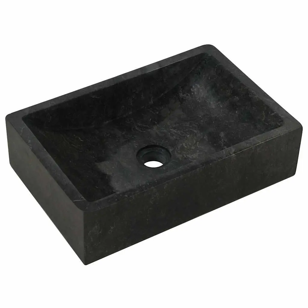 Bathroom Sink Natural River Stone 45x30x12 cm Handmade Black High Gloss