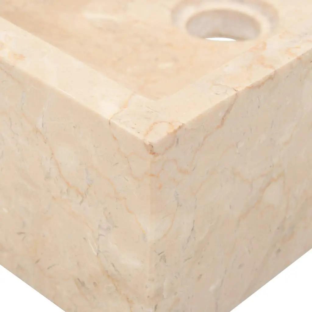 Bathroom Basin Sink 45x30x12cm Rectangular River Stone Marble Cream Washroom