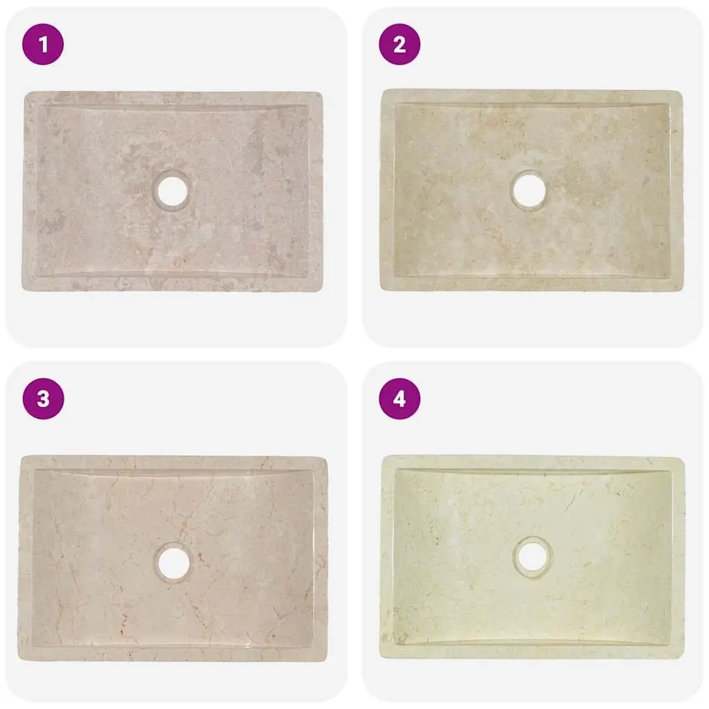 Bathroom Basin Sink 45x30x12cm Rectangular River Stone Marble Cream Washroom