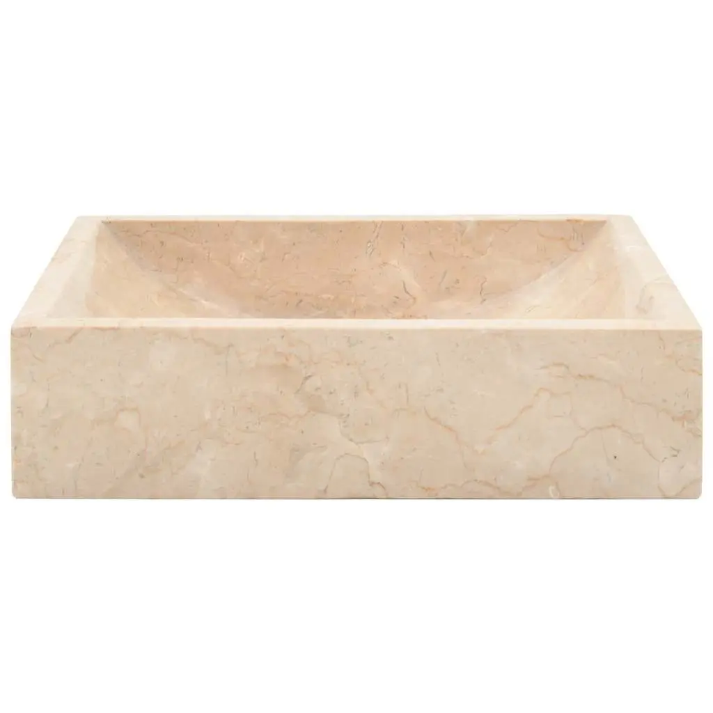 Bathroom Basin Sink 45x30x12cm Rectangular River Stone Marble Cream Washroom