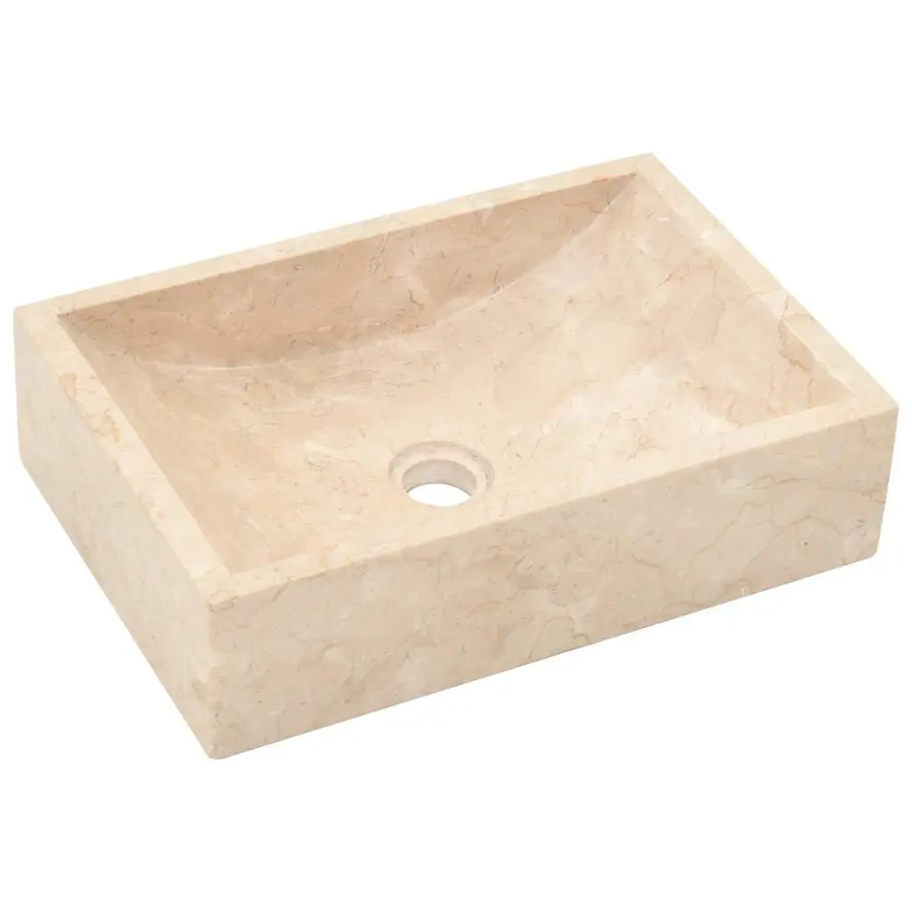 Bathroom Basin Sink 45x30x12cm Rectangular River Stone Marble Cream Washroom