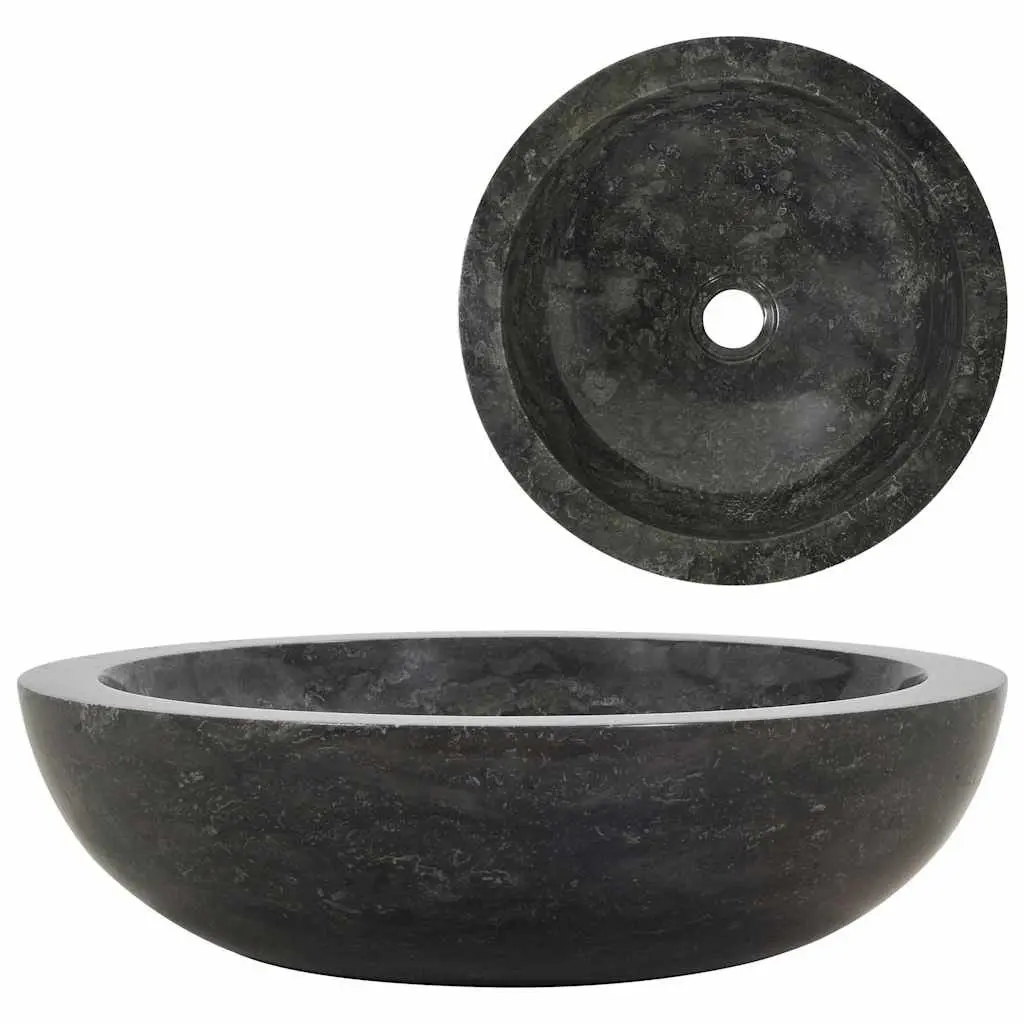 Bathroom Sink Natural River Stone 40x12 cm Black Handmade