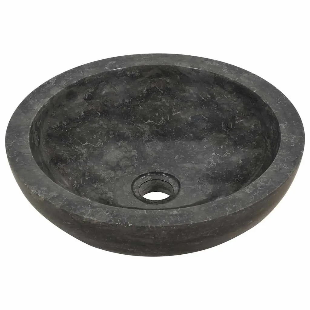 Bathroom Sink Natural River Stone 40x12 cm Black Handmade