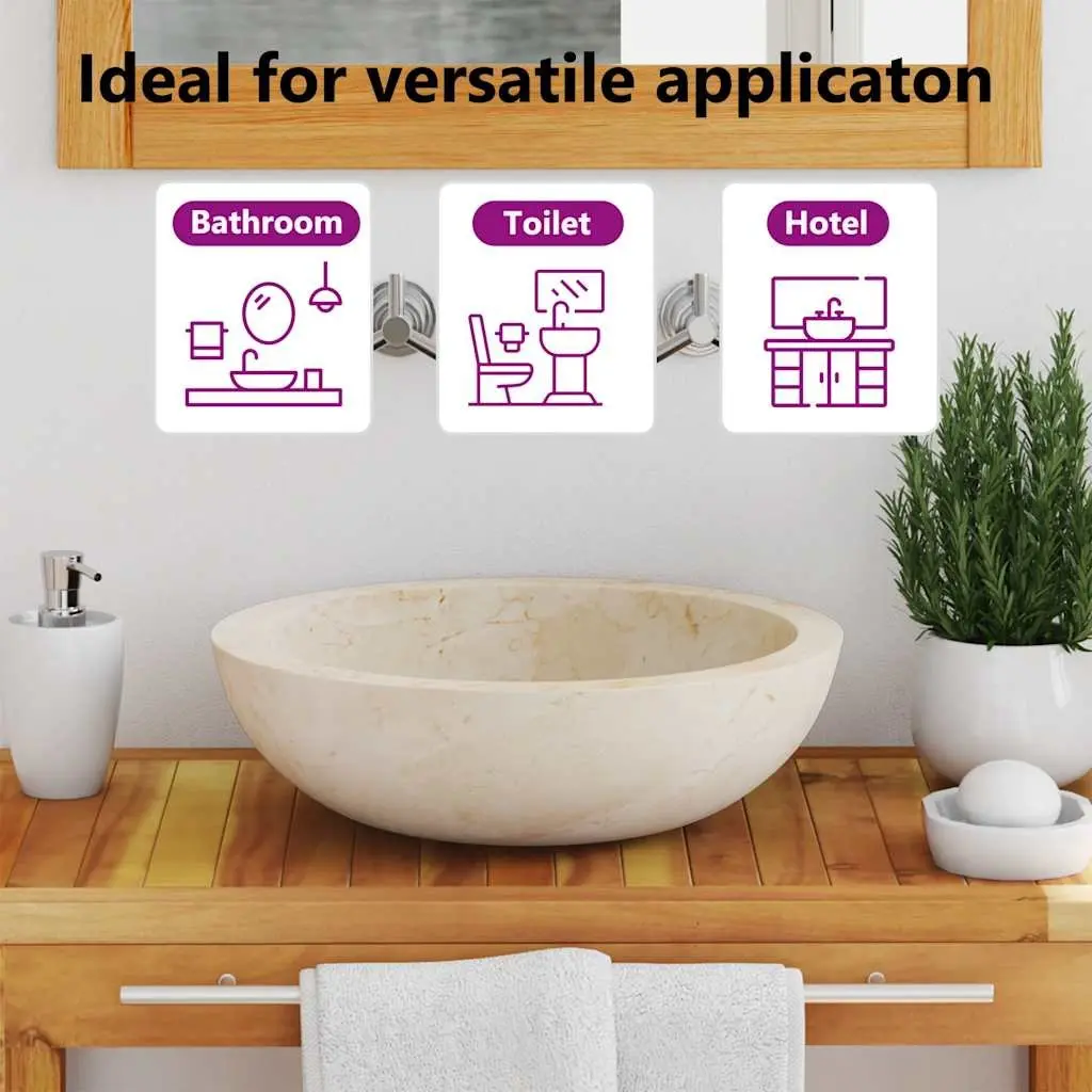 Handmade Cream Rectangular River Stone Bathroom Sink 40x12 cm