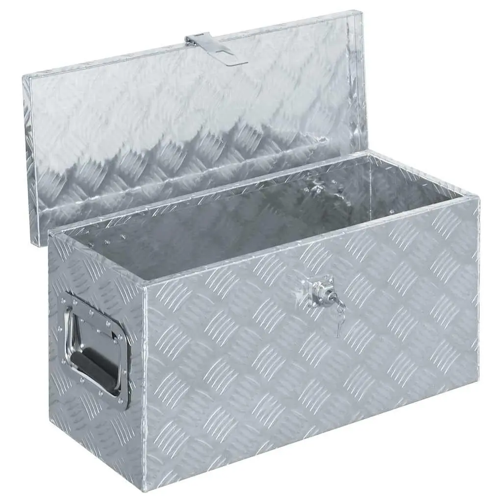 Aluminium Storage Box Lockable Lightweight 61.5x26.5x30cm Silver Tool Case