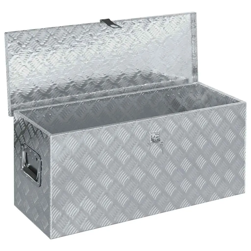 Silver Aluminium Tool Storage Box 90.5x35x40 cm