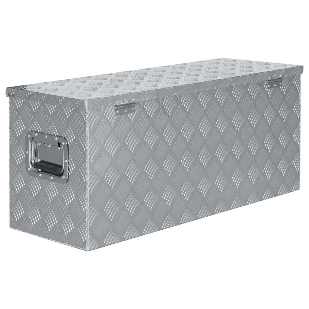 Silver Aluminium Tool Storage Box 90.5x35x40 cm