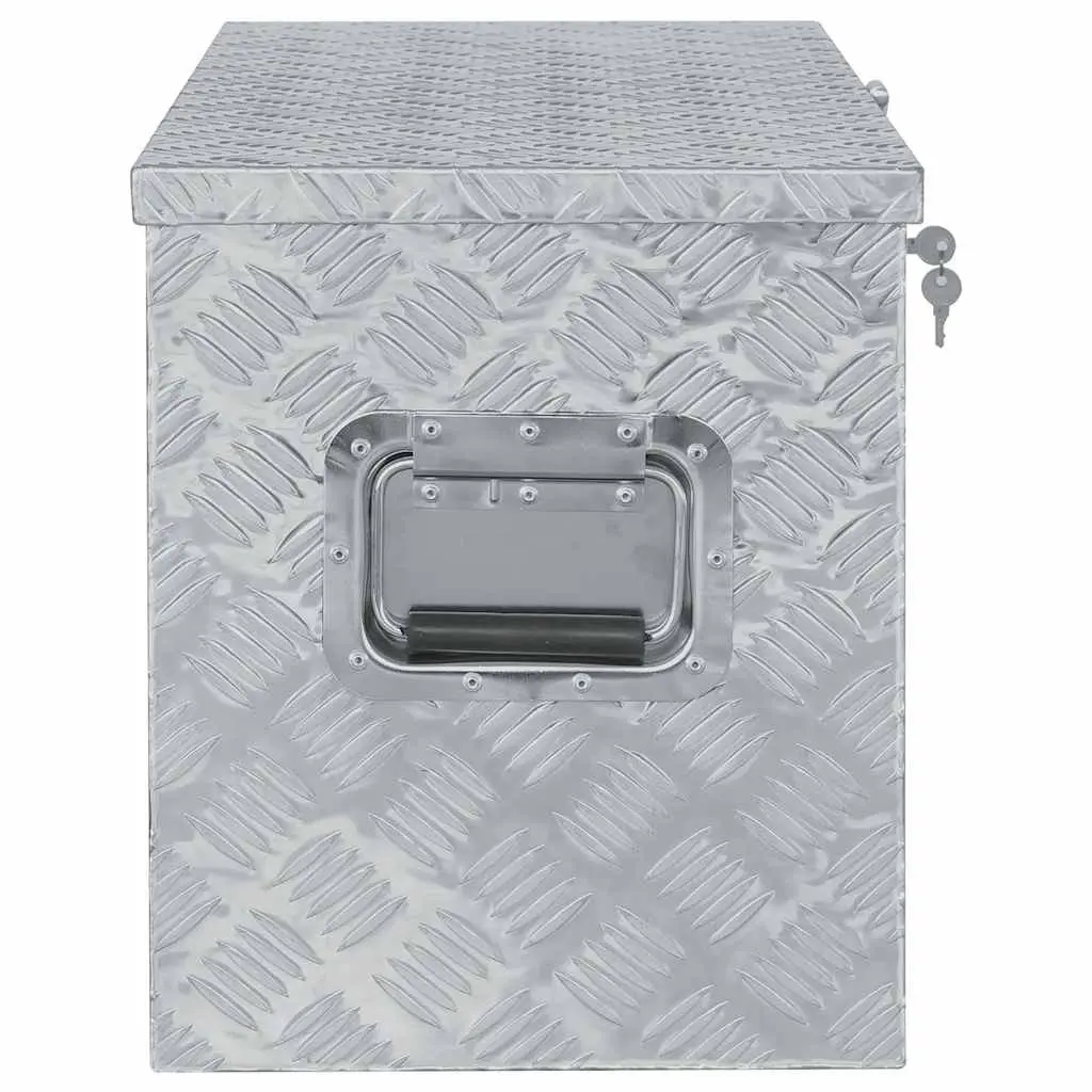 Silver Aluminium Tool Storage Box 90.5x35x40 cm