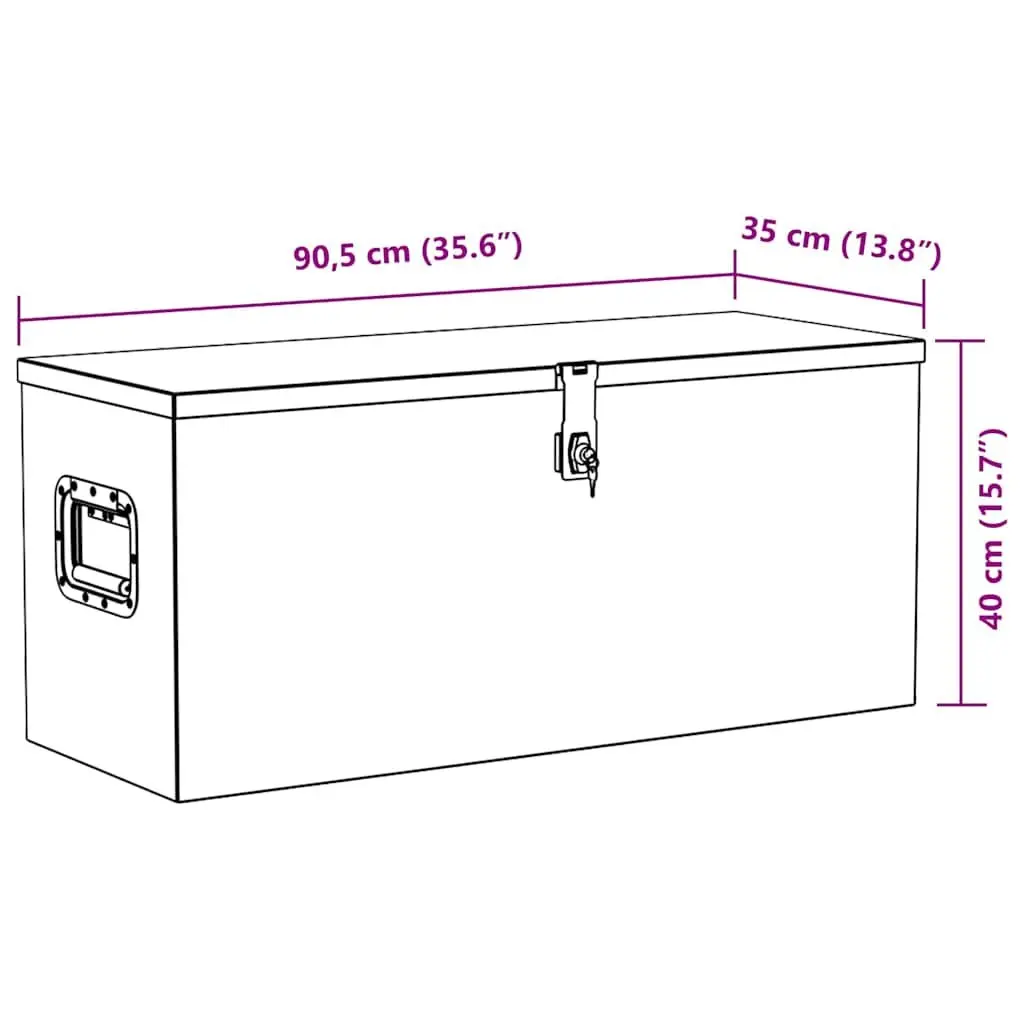 Silver Aluminium Tool Storage Box 90.5x35x40 cm