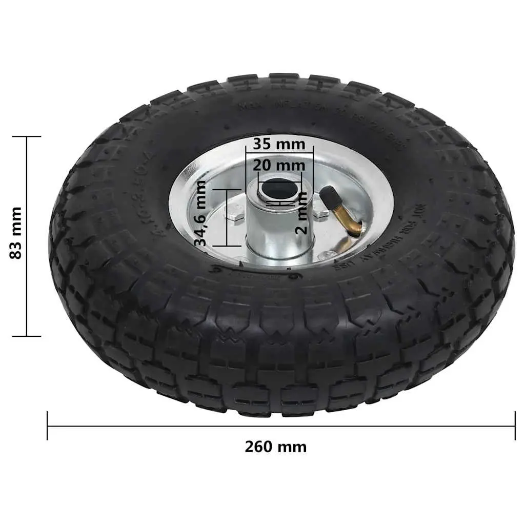 Sack Truck Spare Wheels 2pc Rubber Pneumatic Tyres Heavy Duty Hand Trolley Cart