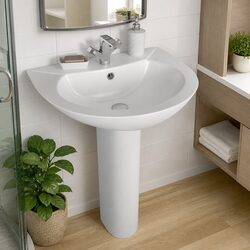 Modern Freestanding White Ceramic Pedestal Sink