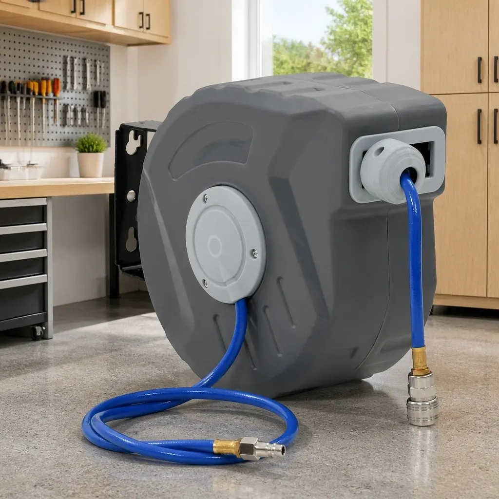 Automatic Retractable Air Hose Reel 1/4" 12m Grey