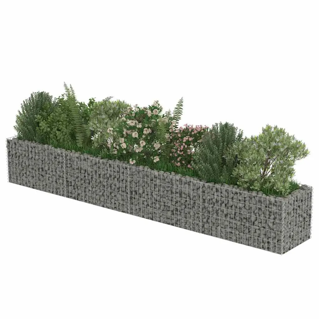 Gabion Raised Bed Garden Planter Silver Steel Flower Border Patio 360x50x50cm
