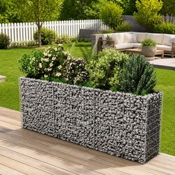 Gabion Raised Garden Bed Silver Galvanised Steel 270x50x100cm Planter Border