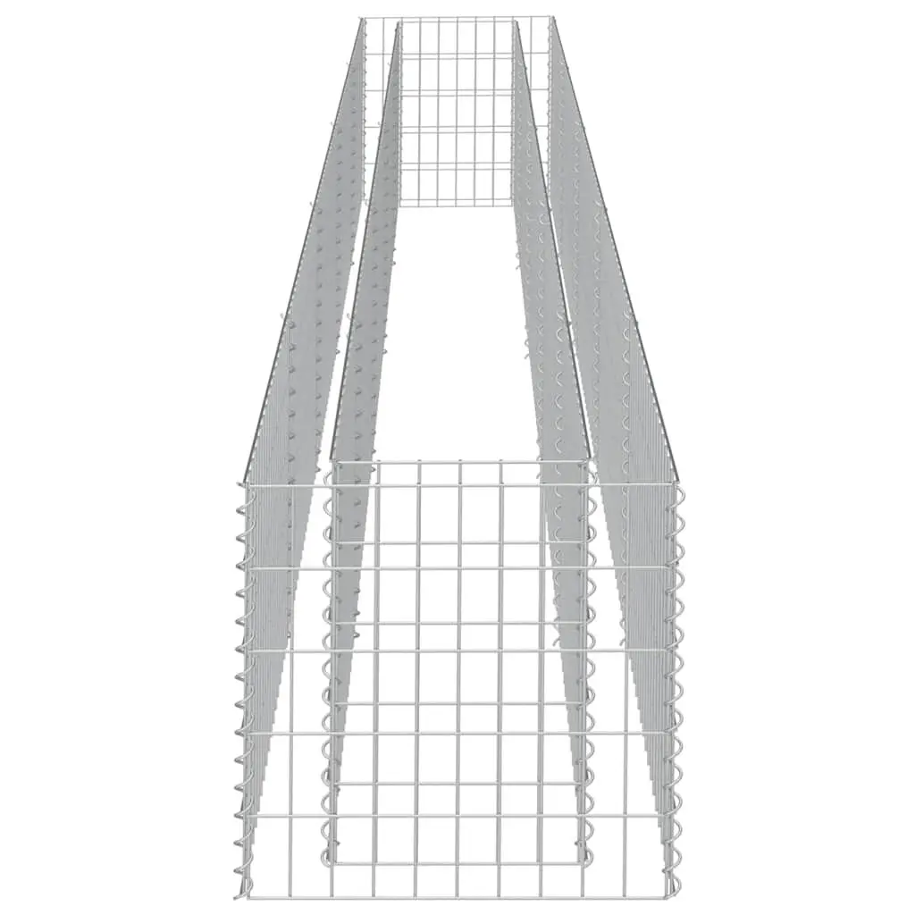 Raised Bed Gabion Planter Galvanised Steel 450x50x50 cm Silver Weather Resistant Garden Box
