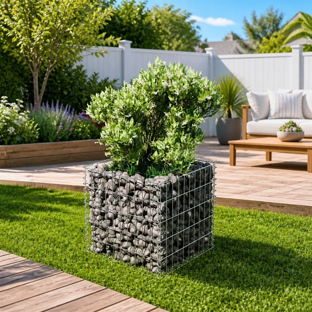 Gabion Raised Bed 50x50x50 cm Garden Planter Silver