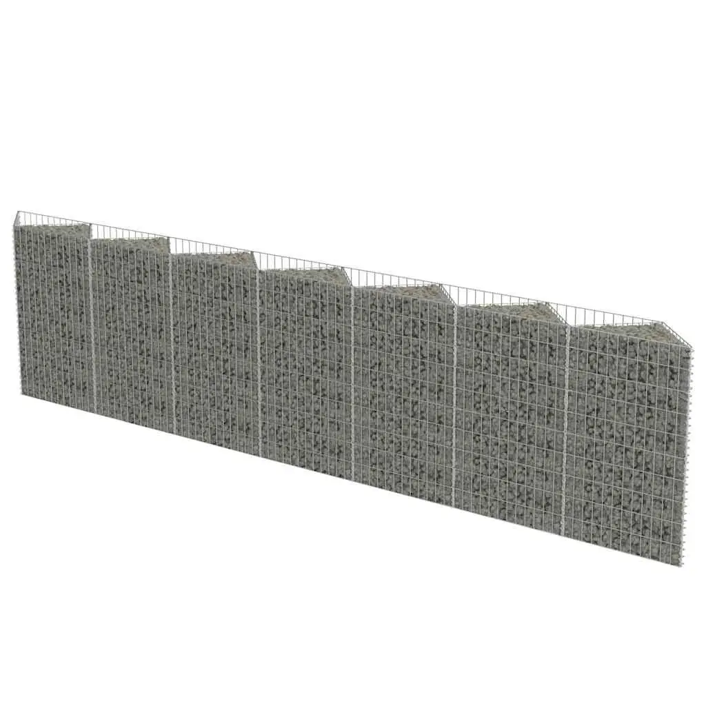 Gabion Wall Fence Panel Galvanised Steel 450x30x100cm Silver
