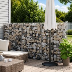 Durable Gabion Wall Retaining Barrier with Covers 100x20x150 cm