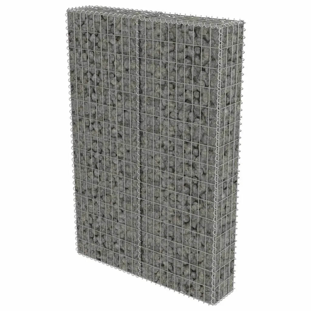 Gabion Retaining Wall Galvanised Steel 100cm x 20cm x 150cm Silver with Covers for Landscape Applications