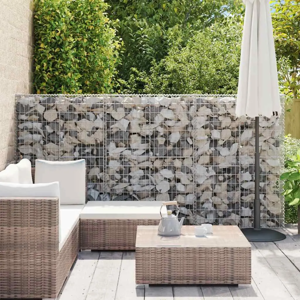Gabion Retaining Wall Galvanised Steel 100cm x 20cm x 150cm Silver with Covers for Landscape Applications