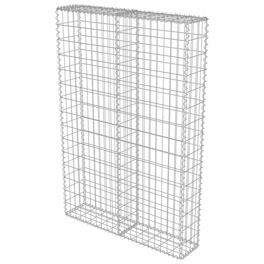 Gabion Retaining Wall Galvanised Steel 100cm x 20cm x 150cm Silver with Covers for Landscape Applications