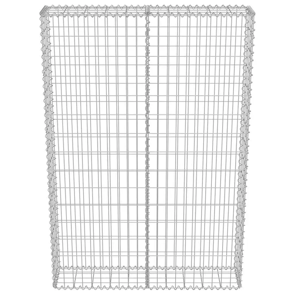 Gabion Retaining Wall Galvanised Steel 100cm x 20cm x 150cm Silver with Covers for Landscape Applications