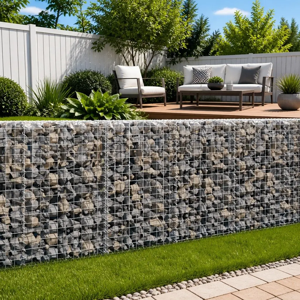 Gabion Basket Galvanised Steel Retaining Wall 200x20x85cm Silver with Covers