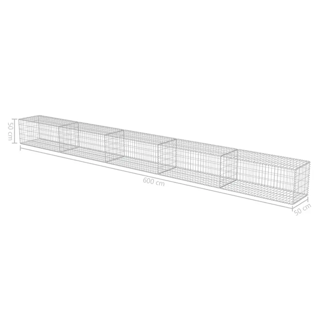 Gabion Wall Galvanised Steel 600 x 50 x 50 cm Silver Retaining Fence Barrier Panel