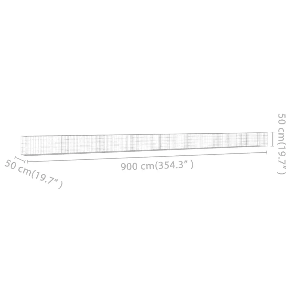 Gabion Wall Fence Panel 900x50x50 cm Silver
