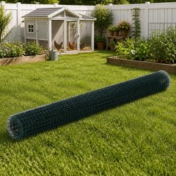 Green PVC Coated Steel Chicken Wire Fence 25 x 1.5 m