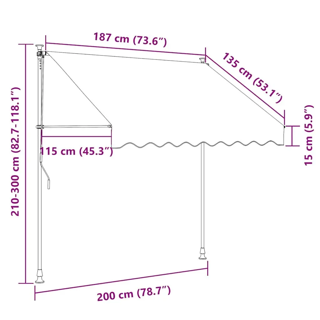 Manual Retractable Awning 200cm Cream Shade