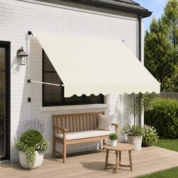 Cream Manual Retractable Awning 300cm for Outdoor Spaces