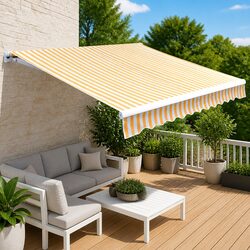 Durable Awning Replacement Fabric in Orange and White