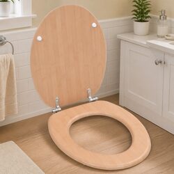 Durable Brown Bamboo Design Toilet Seat with Lid