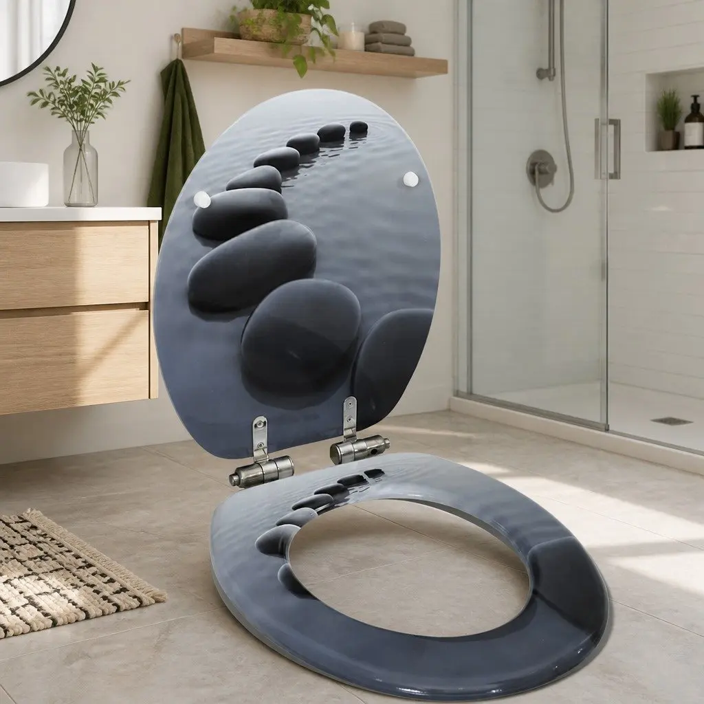 Grey Stones Toilet Seat with Soft Close Mechanism