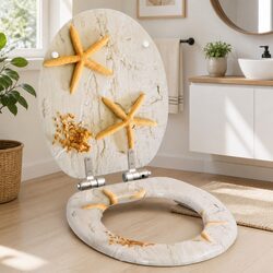 Stylish Grey Toilet Seat with Soft Close Lid - Starfish Design