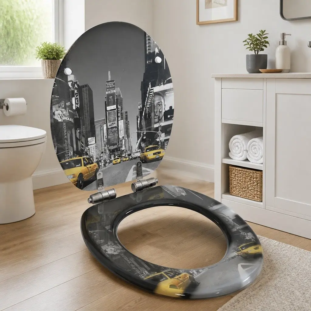 Grey Toilet Seat with Soft Close Lid