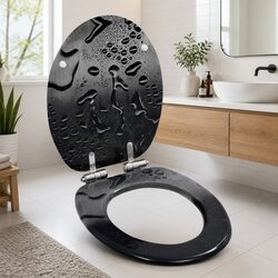 Soft Close Toilet Seat with Grey Water Drop Design