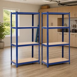 Durable Industrial Storage Shelves Set of 2, Blue