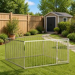 Durable Outdoor Dog Kennel 200x200x100cm Silver Steel